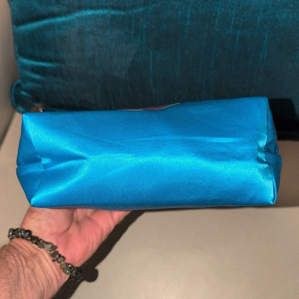 Clinique Blue cosmetics Bag with Pink Accents